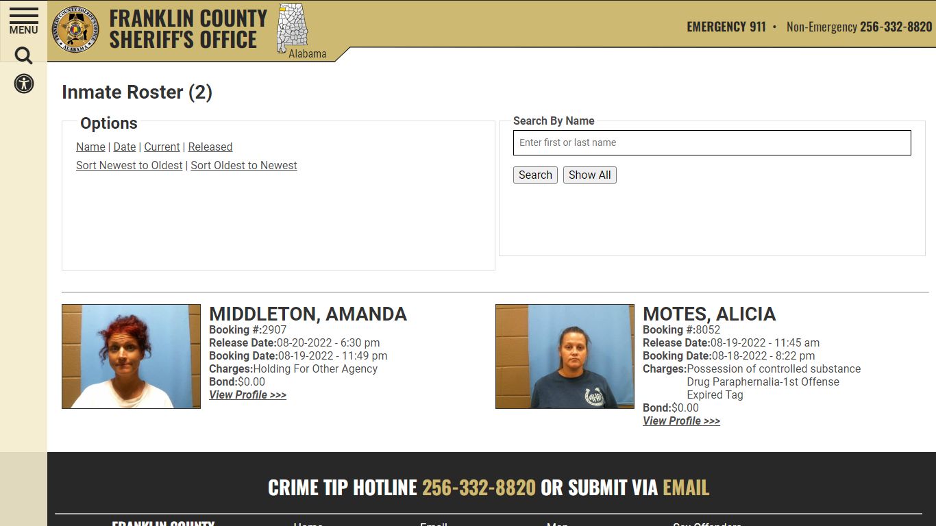 Inmate Roster - Franklin County AL Sheriff's Office